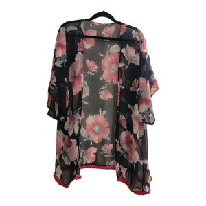 Cover up Topper Navy blue & pink floral